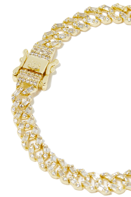 Pave Curb Chain Bracelet, Gold-Plated Brass, Emerald & Cubic Zirconia